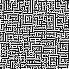 Intricate geometric Turing pattern in classic black and white seamless pattern vector backgroun