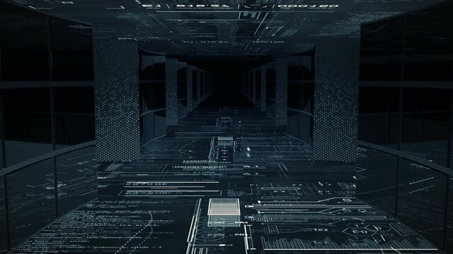 HUD abstract zoom in.3D generated. PC screens and digital infographic.Futuristic technological background.