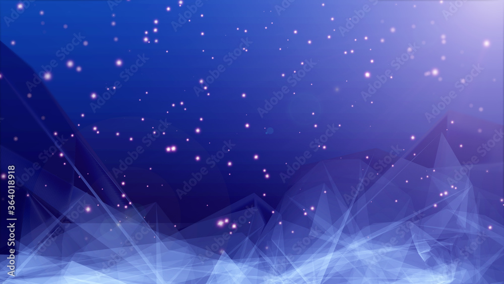 Poster planet low poly land science space fiction texture background. shiny glow stars falling to wondering