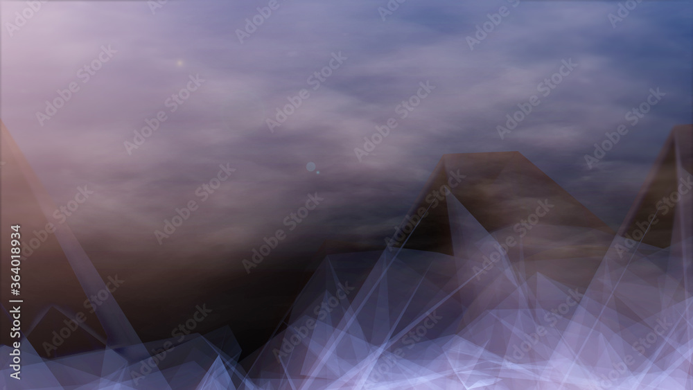 Poster planet low poly land science space fiction texture background. shiny glow stars falling to wondering