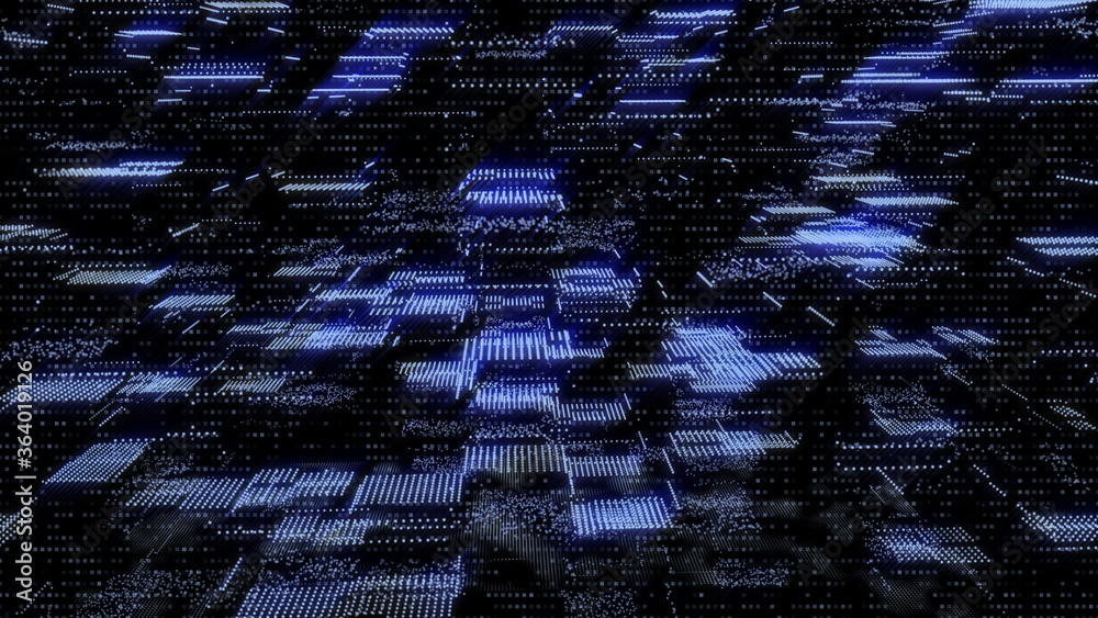 Leinwandbilder Abstract 3D Rendering Digital Element Lines Dots Data Storage Connection Service Illustration Background.