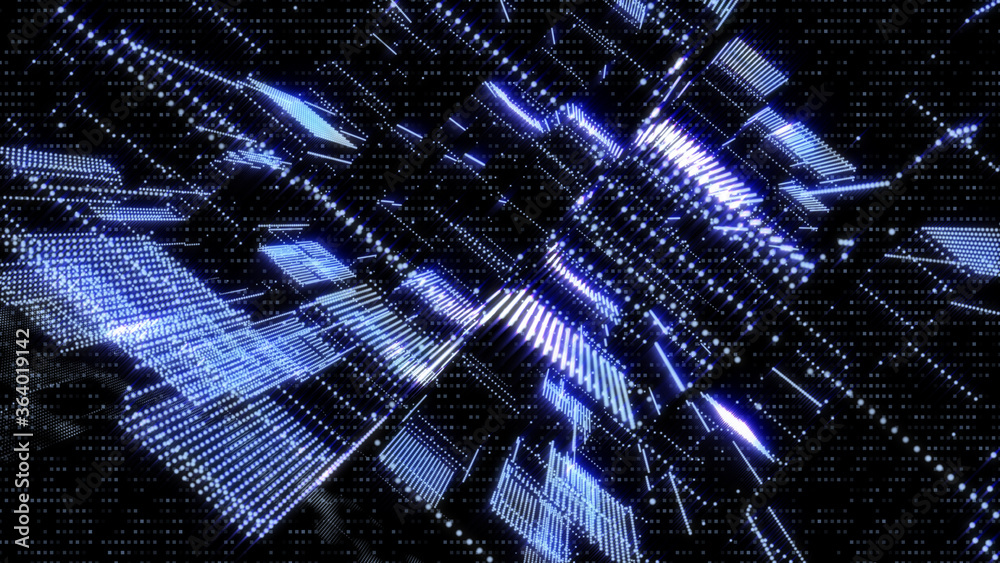 Leinwandbilder Abstract 3D Rendering Digital Element Lines Dots Data Storage Connection Service Illustration Background.