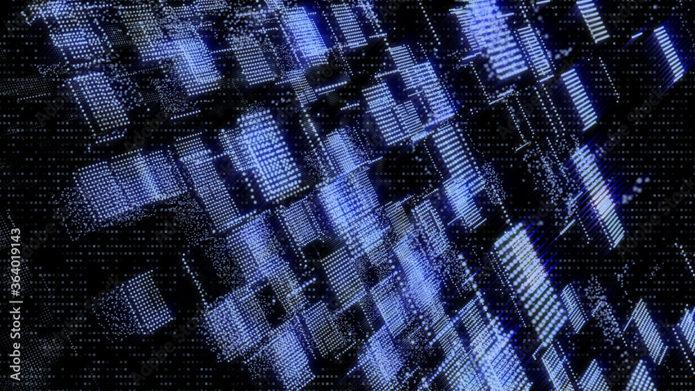 Aufkleber Abstract 3D Rendering Digital Element Lines Dots Data Storage Connection Service Illustration Background.