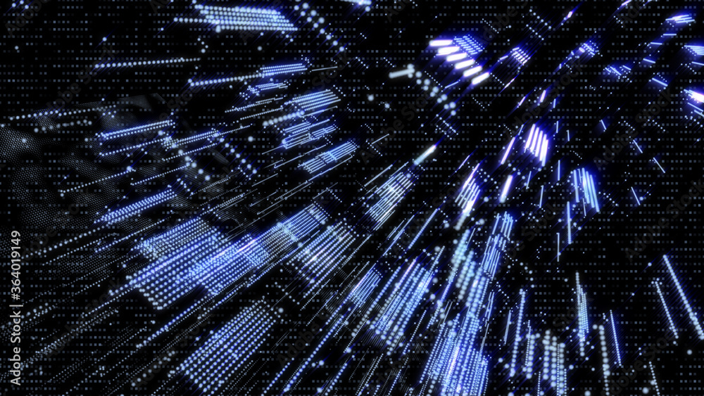 Leinwandbilder Abstract 3D Rendering Digital Element Lines Dots Data Storage Connection Service Illustration Background.