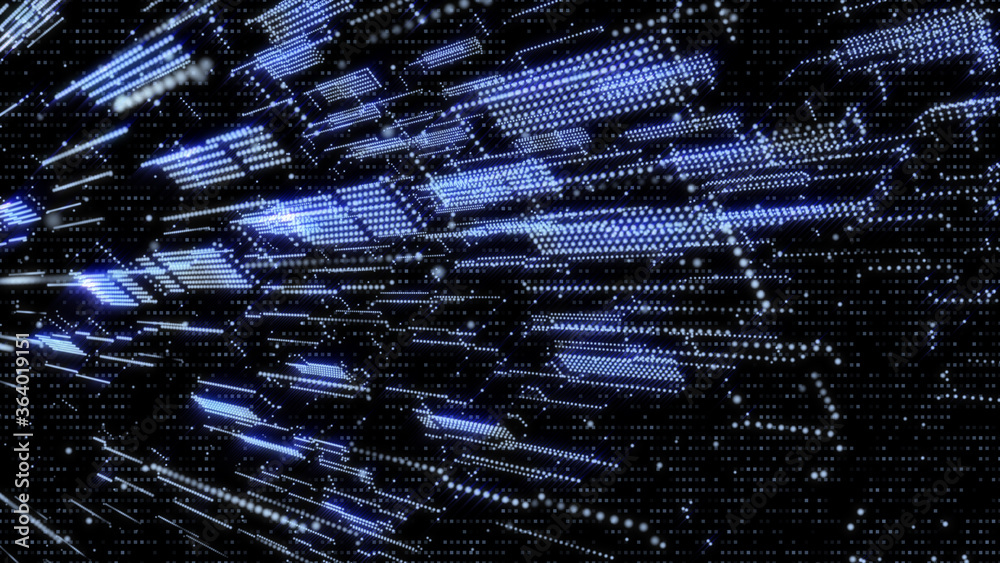 Leinwandbilder Abstract 3D Rendering Digital Element Lines Dots Data Storage Connection Service Illustration Background.