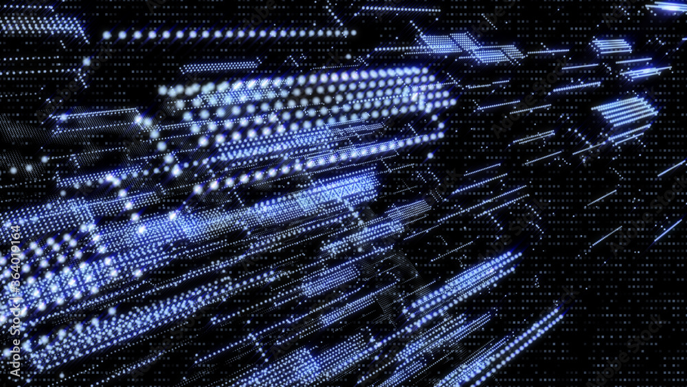 Leinwandbilder Abstract 3D Rendering Digital Element Lines Dots Data Storage Connection Service Illustration Background.