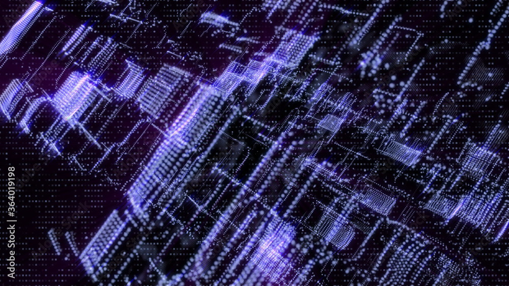 Leinwandbilder Abstract 3D Rendering Digital Element Lines Dots Data Storage Connection Service Illustration Background.