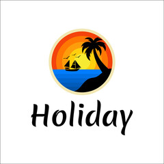 Fototapeta na wymiar Holiday, Travel Logo Design Template