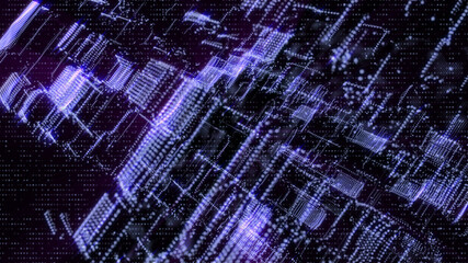 Abstract 3D Rendering Digital Element Lines Dots Data Storage Connection Service Illustration Background.