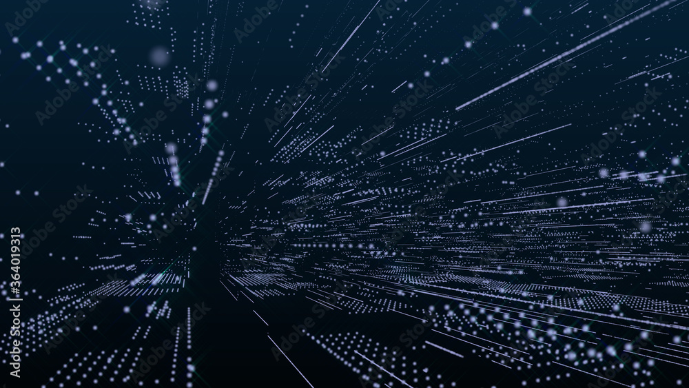 Leinwandbilder Abstract 3D Rendering Digital Element Lines Dots Data Storage Connection Service Illustration Background.