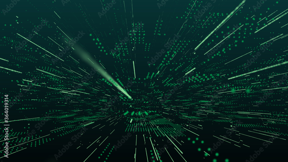 Leinwandbilder Abstract 3D Rendering Digital Element Lines Dots Data Storage Connection Service Illustration Background.