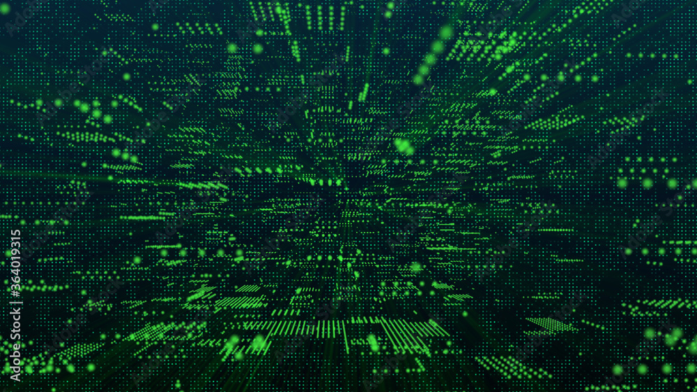 Aufkleber Abstract 3D Rendering Digital Element Lines Dots Data Storage Connection Service Illustration Background.