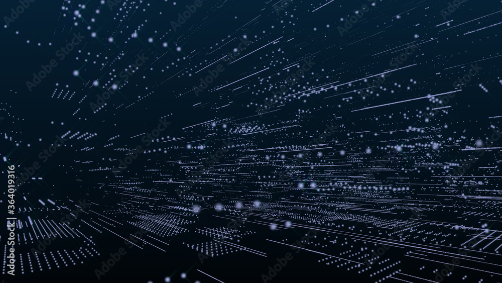 Poster Abstract 3D Rendering Digital Element Lines Dots Data Storage Connection Service Illustration Background.