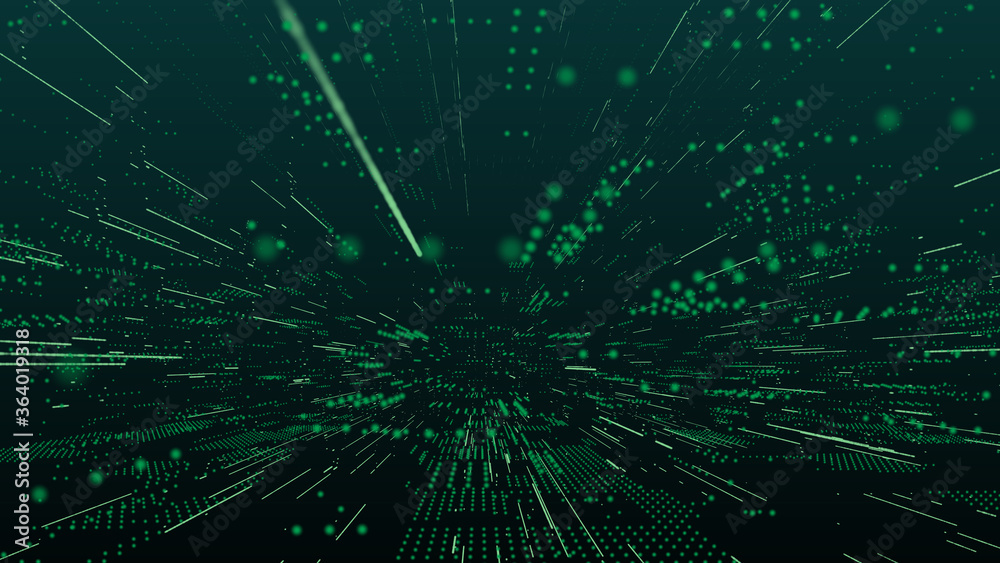 Leinwandbilder Abstract 3D Rendering Digital Element Lines Dots Data Storage Connection Service Illustration Background.