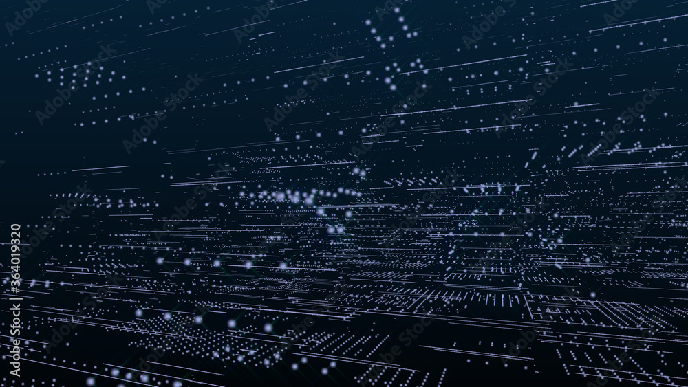 Leinwandbilder Abstract 3D Rendering Digital Element Lines Dots Data Storage Connection Service Illustration Background.