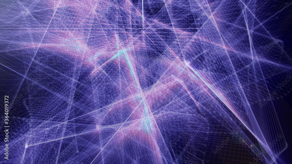 Poster Complex Connection Curve Line Consisting Swirl Wave Element Technology Illustration Background.