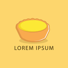 An egg tart isolated on colour background.