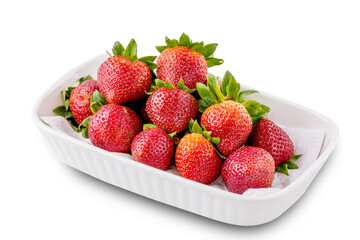 Strawberry fresh fruit on white plate
