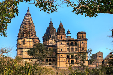 Fototapeta na wymiar Beautiful view of chaturbhuj temple, Orchha, Madhya Pradesh, India.