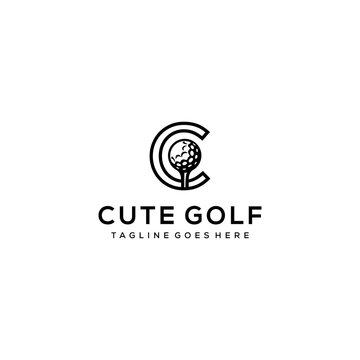 Inspiration sign / logo for golf sport club with initials C with golf ball in it.