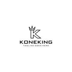 Creative Illustration modern K with crown sign geometric logo design template
