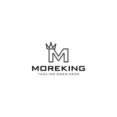 Creative Illustration modern M with crown sign geometric logo design template