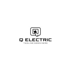 Creative modern abstract sign Q with electric plugs logo design