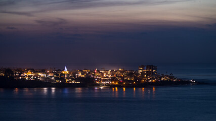 Sunset at La Jolla city with Christmas light
