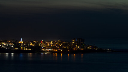 Sunset at La Jolla city with Christmas light