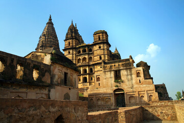Fototapeta premium Beautiful view of chaturbhuj temple, Orchha, Madhya Pradesh, India.