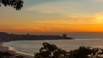 Sunset at La Jolla city with Christmas light