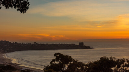 Sunset at La Jolla city with Christmas light