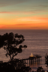Sunset at La Jolla city with Christmas light