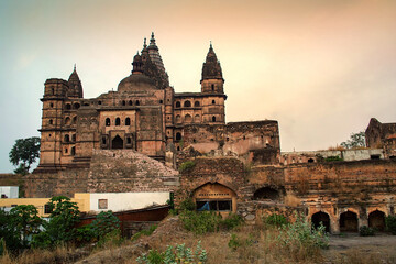 Fototapeta na wymiar Beautiful view of chaturbhuj temple, Orchha, Madhya Pradesh, India.