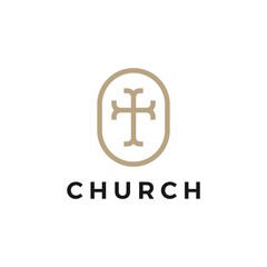 Obraz premium church logo vector icon illustration