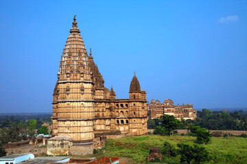 Fototapeta premium Beautiful view of chaturbhuj temple, Orchha, Madhya Pradesh, India.