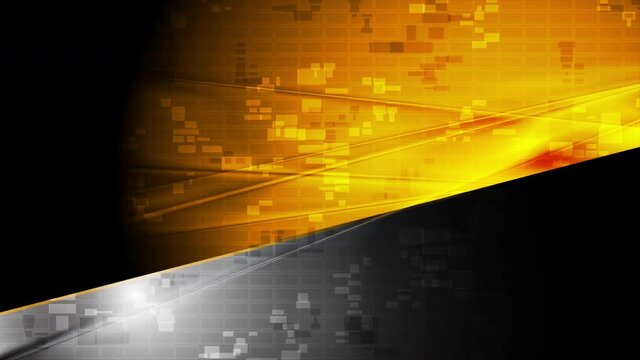 Black and orange tech glossy motion design with squares texture. Geometric abstract background. Seamless looping. Video animation Ultra HD 4K 3840x2160