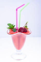 Sweet tasty fresh strawberry dessert. Studio Photo.