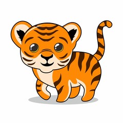Tiger Cartoon Isolated Cute Baby Tiger Illustration