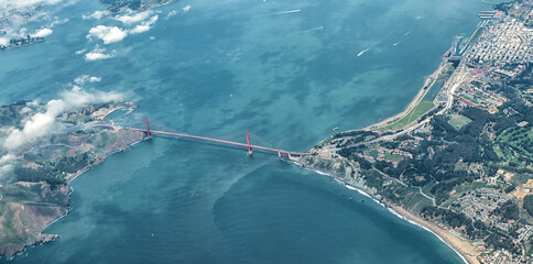 Aerial View of San Francisco Golden Gate Bridge