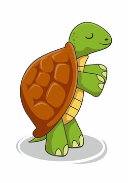 Turtle Cartoon Standing Tortoises Illustration