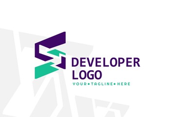 Isolated Purple and Turquoise Developer Logogram