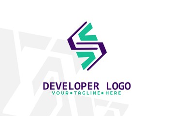 Isolated Purple and Turquoise Developer Logogram