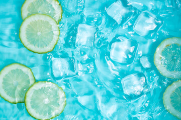 Naklejka premium Summer cool lemon cold drink poster background