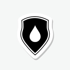 Waterproof icon. Water resistant sticker isolated on gray background