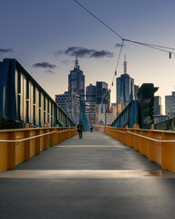 Sandridge footbridge leading into the city of Melbourne