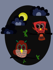 owl in the night vector