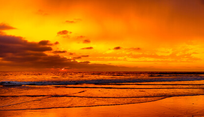 Sunset at the Torrey Pine beach, San Diego, California