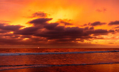 Naklejka na ściany i meble Sunset at the Torrey Pine beach, San Diego, California