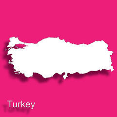Turkey map white pink background 
